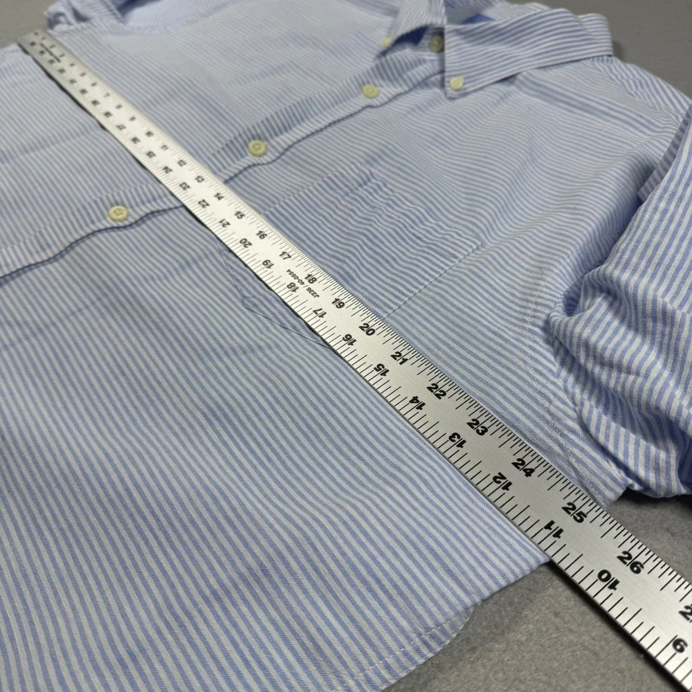 Banana Republic Slim Fit Linen Cotton Stripe Button Down Shirt Men XL Blue White